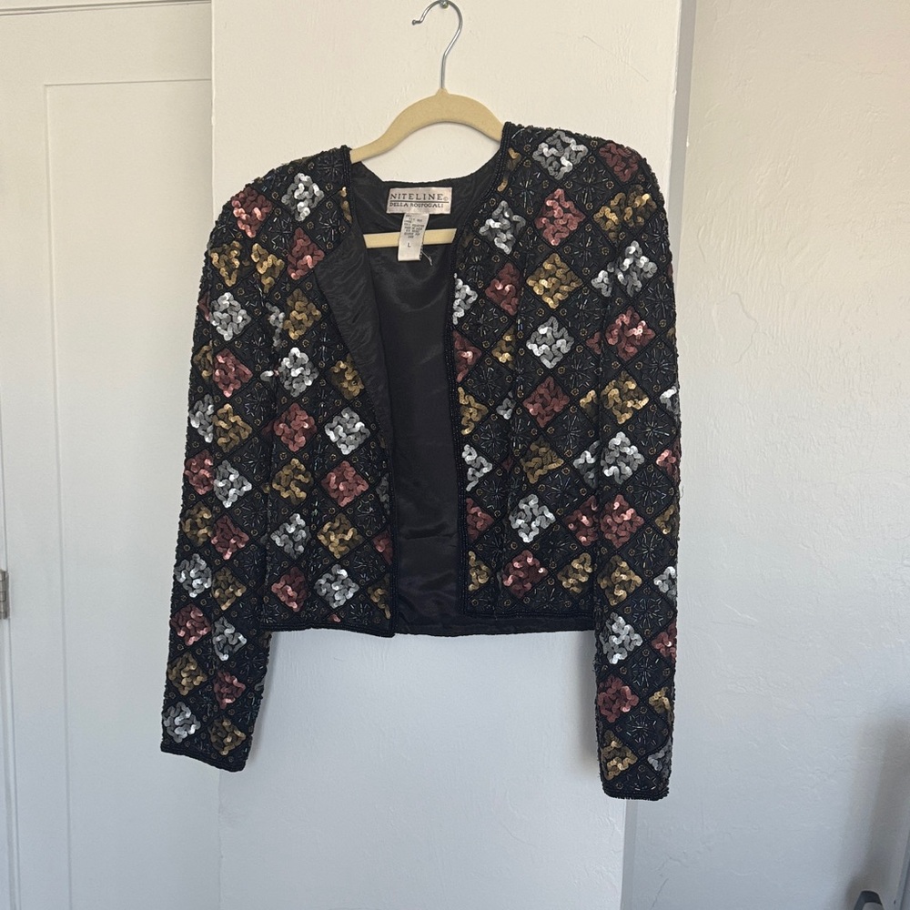 Niteline Black Sequin Blazer with Gold and Silver Accents